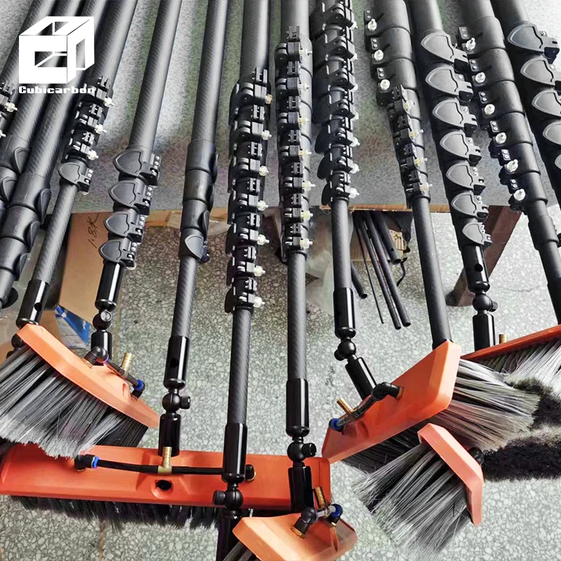 China Factory Carbon Fiber Telescopic Pole With Brush Cleaning Telescopic Pole