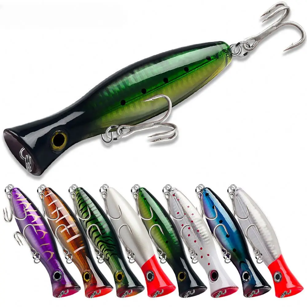 BLUE BLUE Artificial Bait Popper 12.5cm 43g  Top Water Floating Hard Plastic Tuna Bass Big Game Trolling Fishing Lures