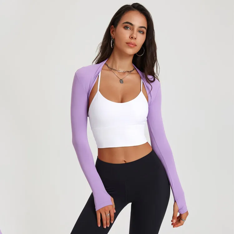 Yoga clothes outlet sale Sports dance shawl fitness solid color cardigan small waistcoat training blouse yoga wear women