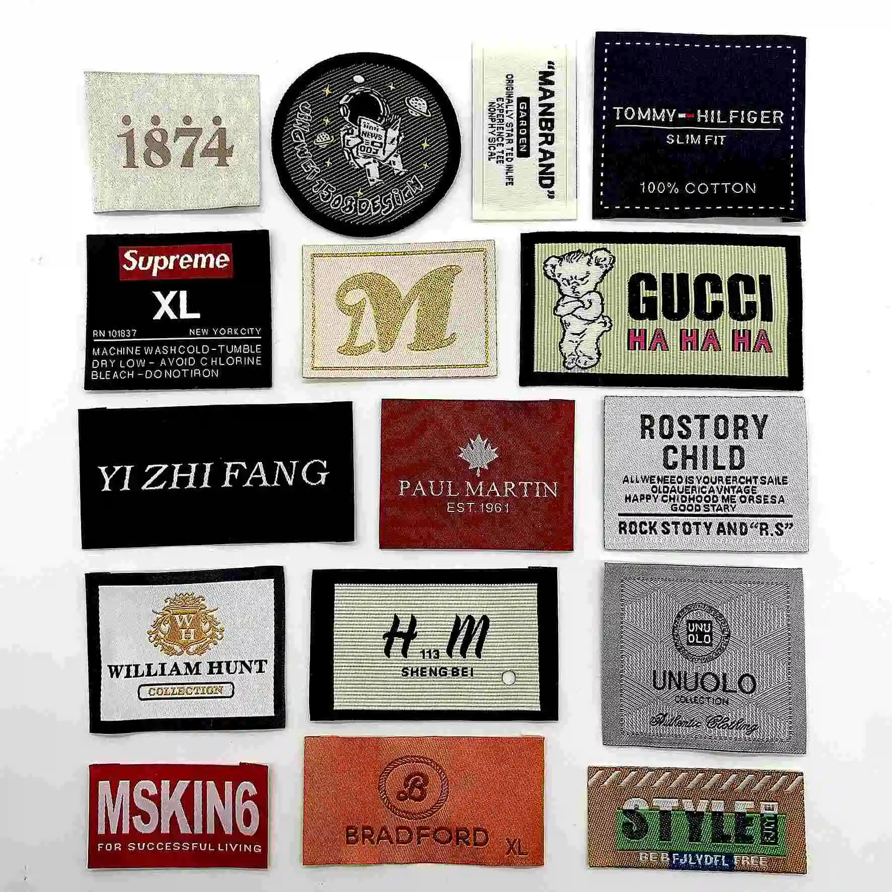 Custom Private Logo Garment Fabric Label 100% Organic Cotton High Density Jacquard Clothes Satin Woven Tag Clothing Woven Labels
