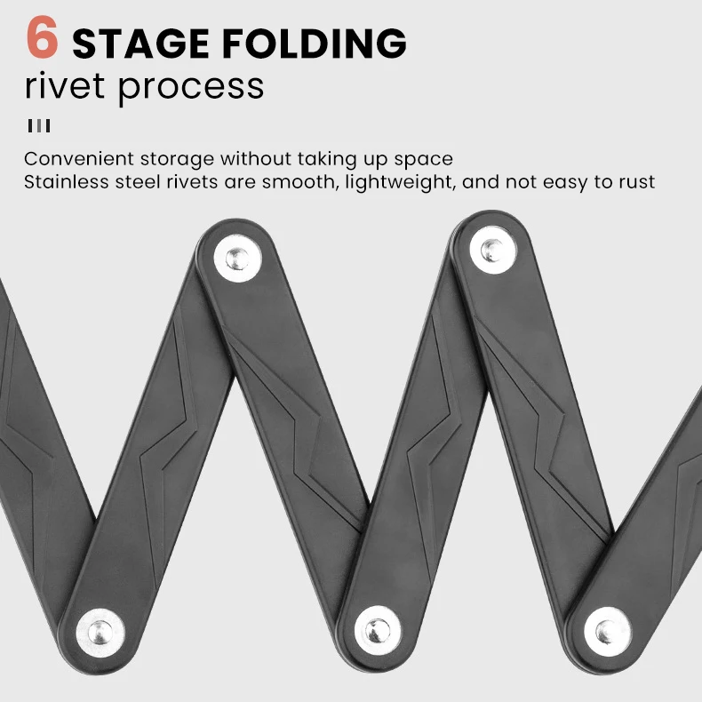 Hardened steel alloy steel 76cm length Portable 6-Joint Folding steel bike scooter Bicycle Folding Lock with Keys