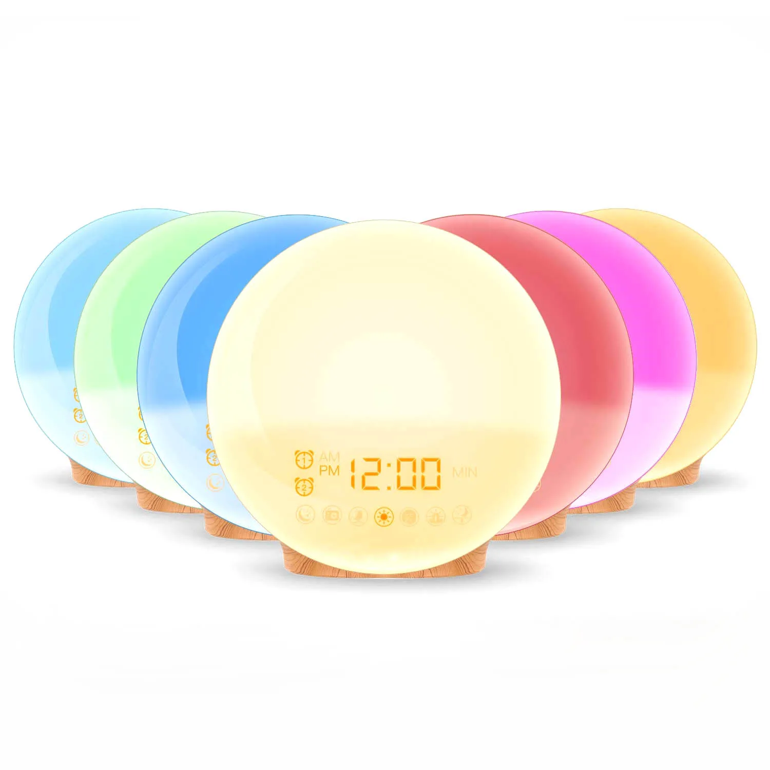 Light Night Lamp Clocks Promotional Multifunctional Digital Sunrise Wake Up Alarm Clock With Fm Radio