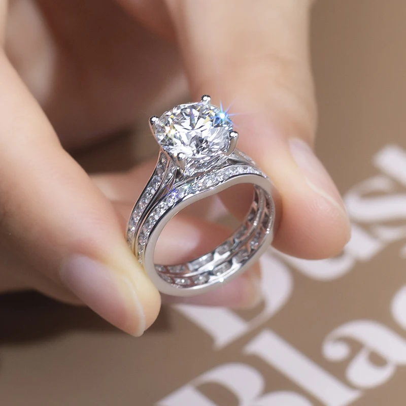 Factory Wholesale Price real 18K gold jewelry 3CT lab grown Diamond Engagement Ring Wedding Ring