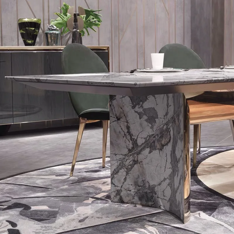 Italian minimalist slate dining table simple modern small apartment dining table Nordic  marble dinner table