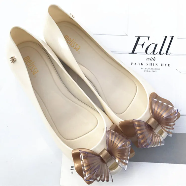 Wholesale womens shoes  new style big bow women unique pvc flat sandals high quality casual  fashion footwear for girl