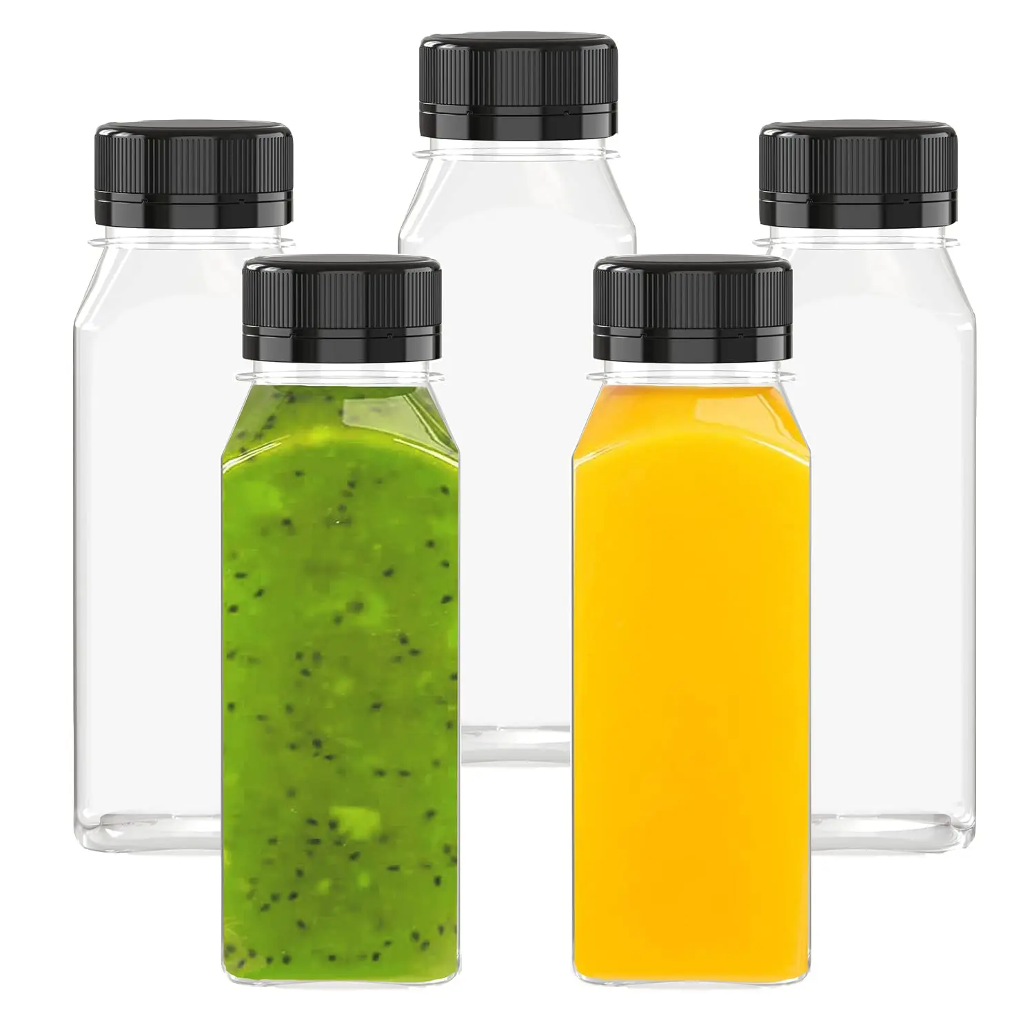 wholesale Empty Plastic Juice Bottles with Caps Reusable Clear Bulk Beverage Containers for Juice Milk and Other Beverages