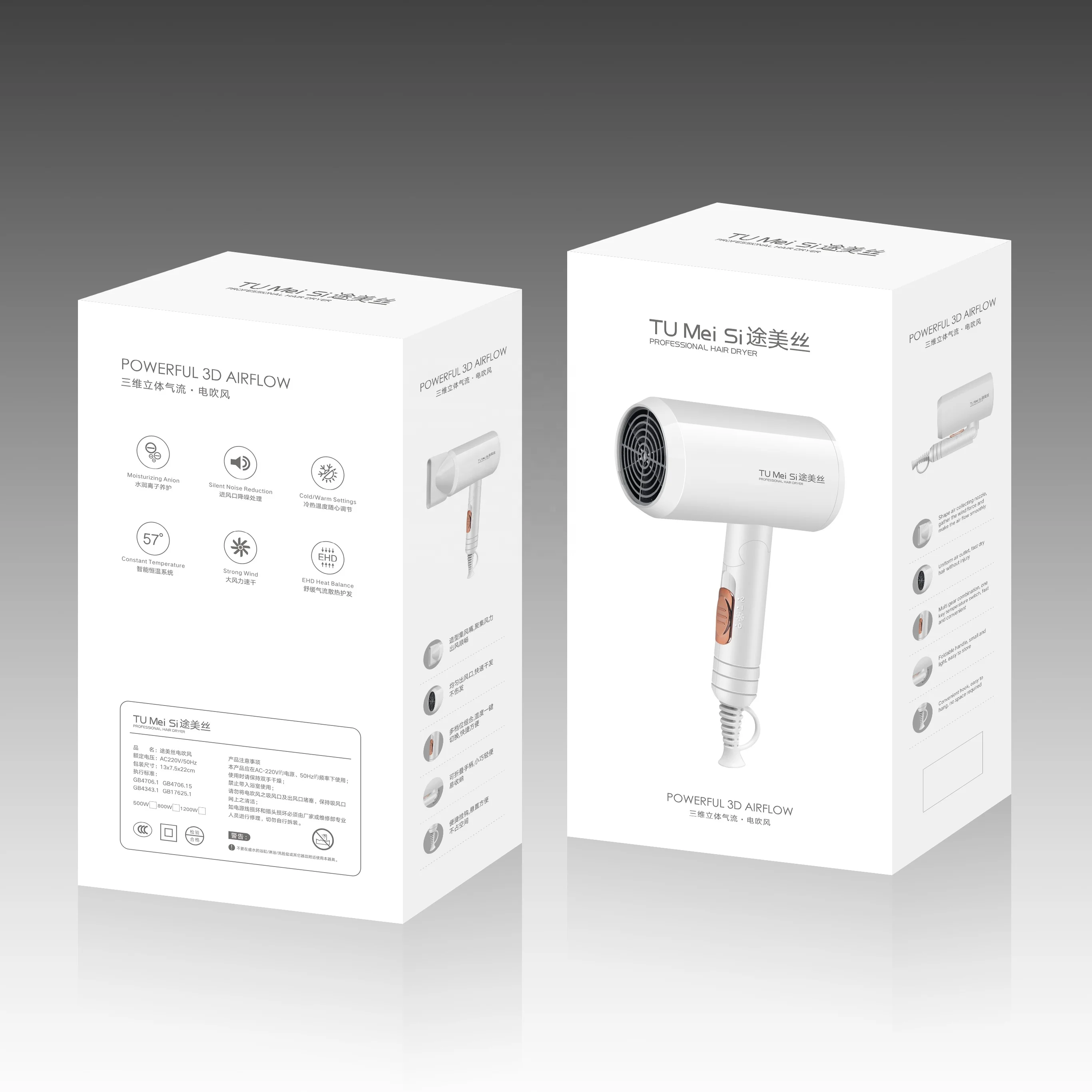 Anion Mini Professional Student Dormitory Blow Dryer Hotel Foldable Hair Dryer