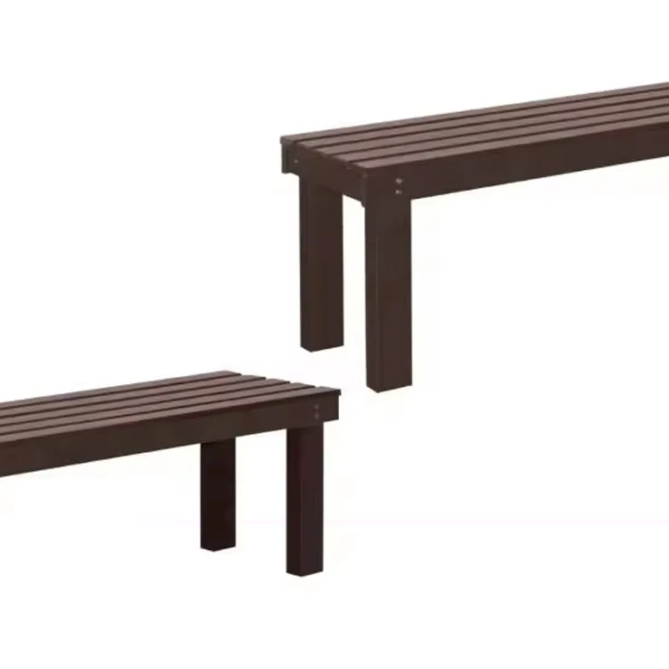 Antique-Style Outdoor Patio Furniture KD-7976 Backless Wooden Long Bench Dining Suitable Courtyard Park Teak Wood Metal Iron