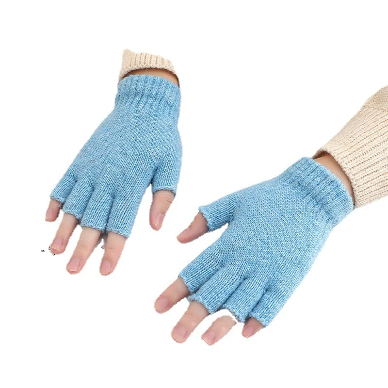 Fashion Unisex Knitted Stretch Elastic Warm Half Finger Fingerless Gloves Men Women Glove For Winter New Arrival