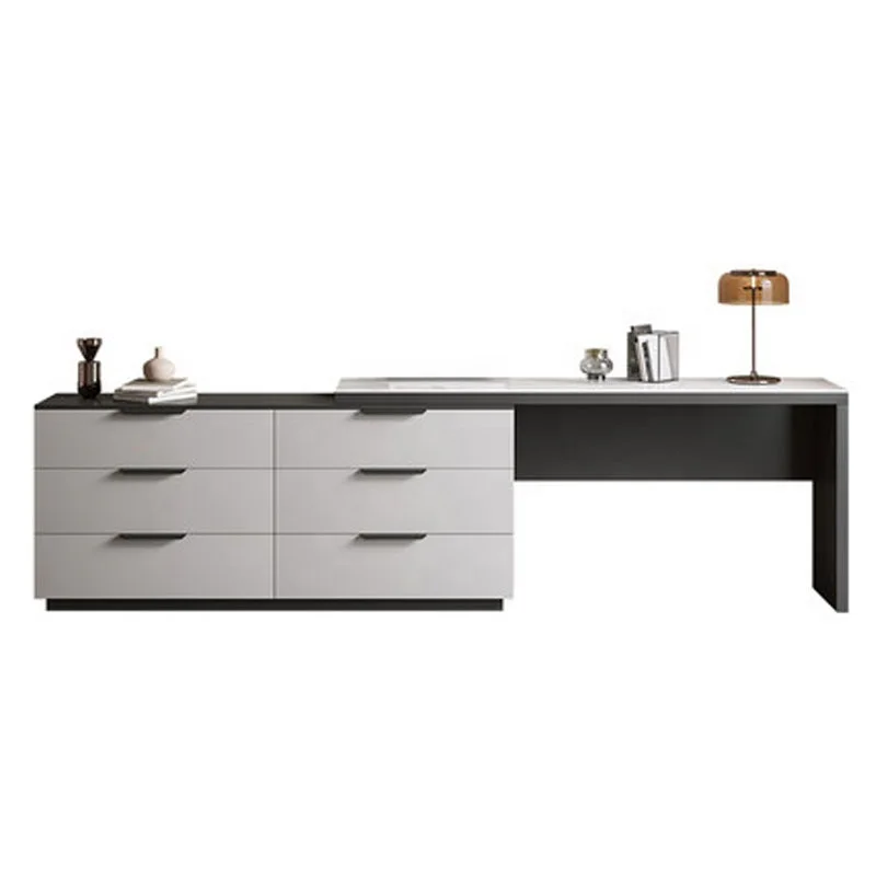 Rock board desk Nordic modern simple bedroom TV cabinet writing desk integrated retractable corner minimalist computer desk