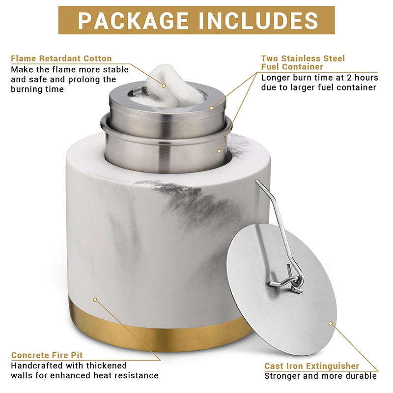 SUNBOW Bio ethanol Tabletop Fireplace Garden Tabletop Fire Pit Bowl Concrete Mini Smokeless Indoor Tabletop Ethanol Fire Pit