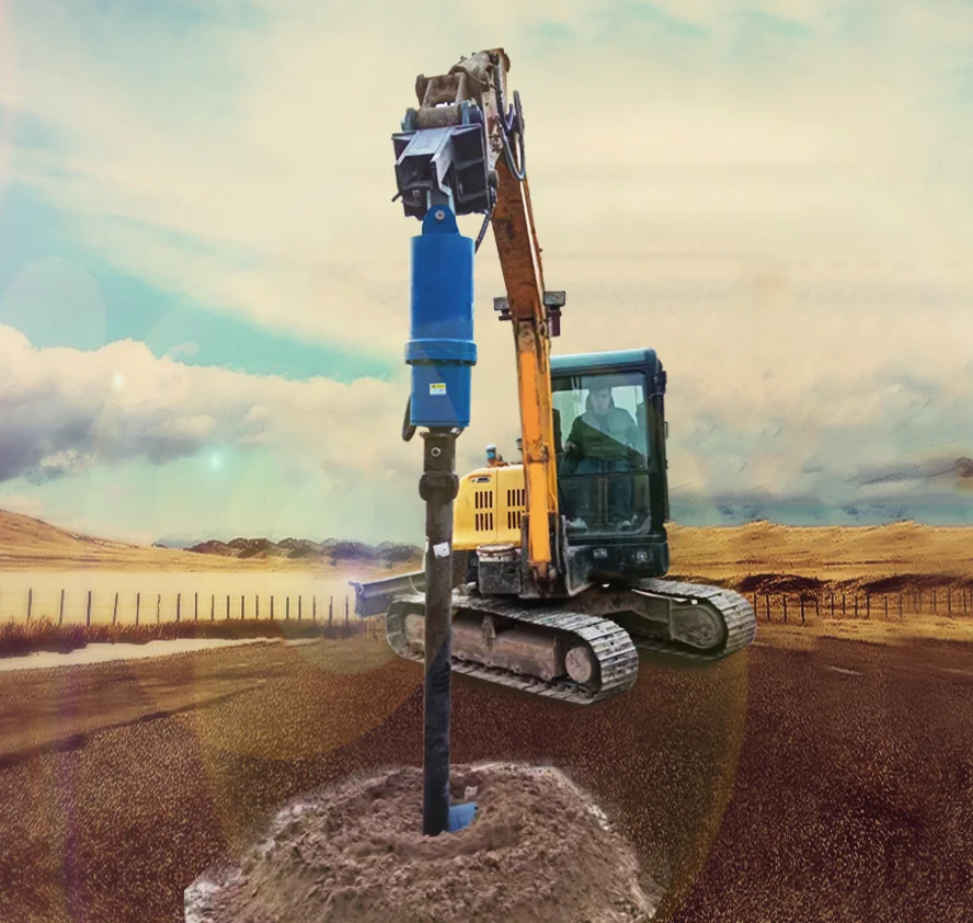Excavator spiral drill Soil drilling machine Hydraulic soil drill Excavator accessories hydraulic screw pile