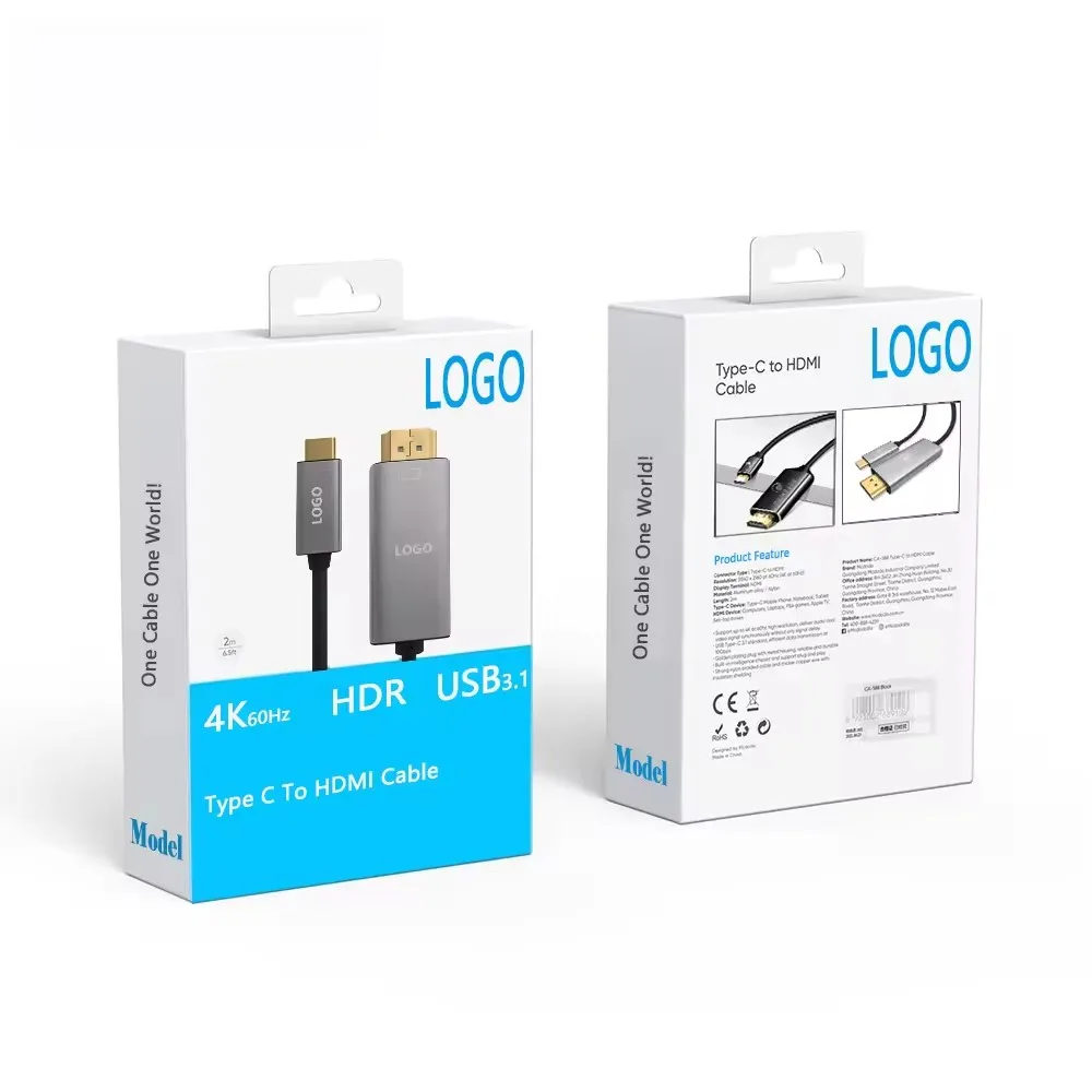 High Quality 2 Meter 4k*2k USB Type C-To-HDMI Cable 4K 120 Hz USB-C To HDMI 2.0 Cable For Mobile To TV Connect