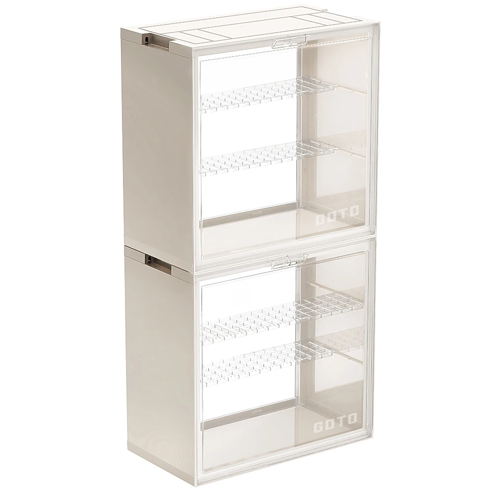 2 Packs 19L Large Assemble Display Box, Doll Display Storage Case, Stackable Show Case for Pop Mart, Lego, Collectibles