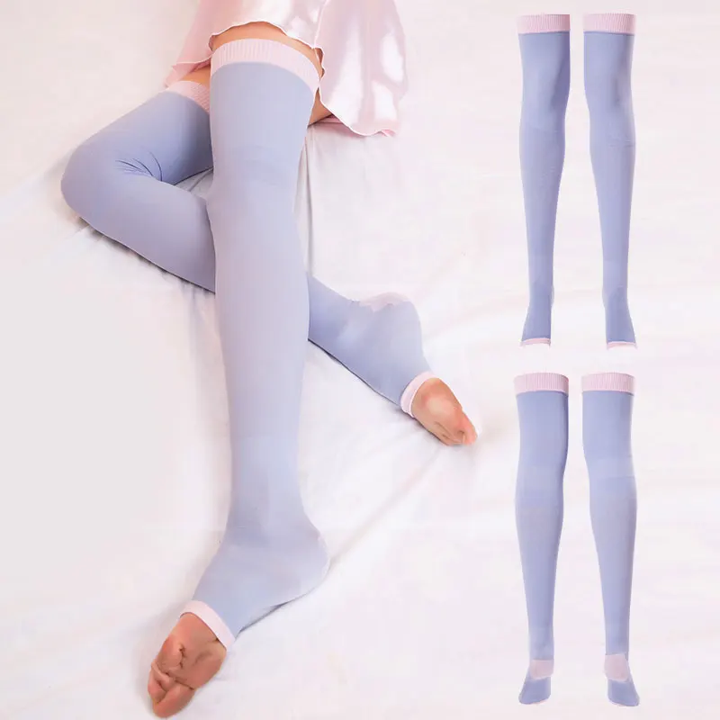 Korea Sweet Girl Sleeping Hold-ups Thick Leg Slimming Thigh High Socks Open Toe Compression Stockings