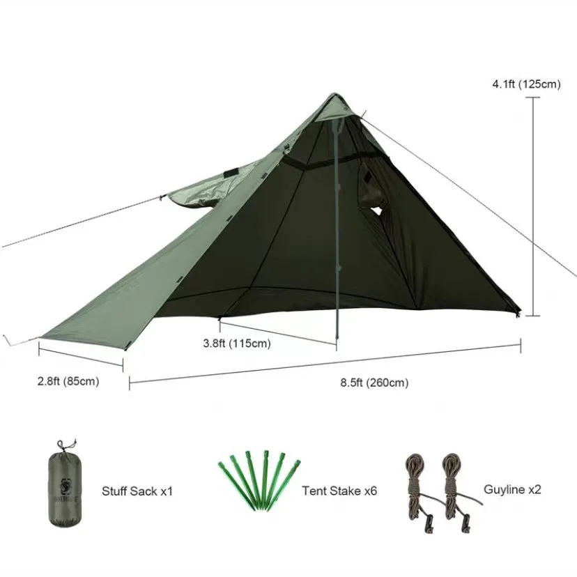 Outdoor Camping Rainwear Tent Polish BC tent multifunctional poncho shelter pyramid tent weatherproof cloak