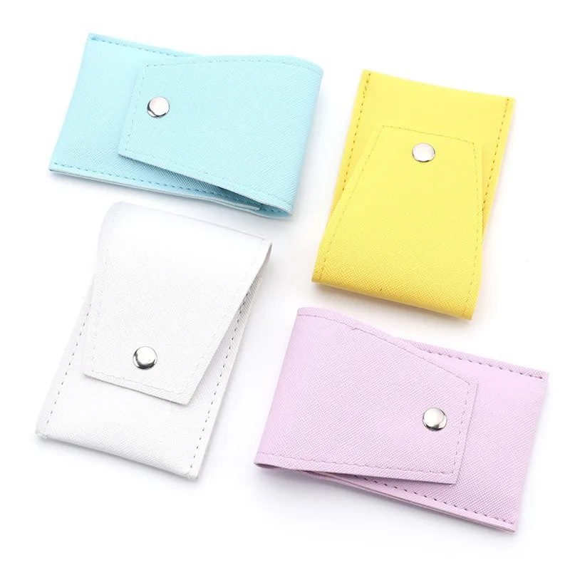 High Quality Stainless Steel Custom Logo Eyebrow Pliers Bevel Flat Pointed Knife Edge Tweezers Eyelash Extension PU Leather Bag