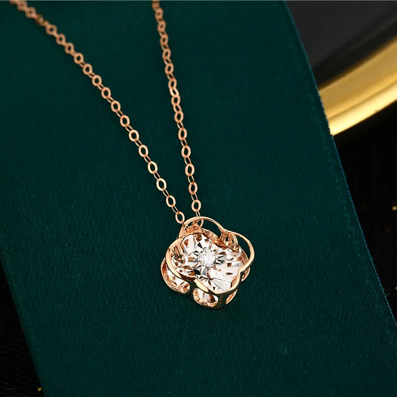 Lerca Dancing Diamond Necklace Lighter Version Cheap Price Fancy Visual Effect 18K Real Gold Diamond Clover Necklace
