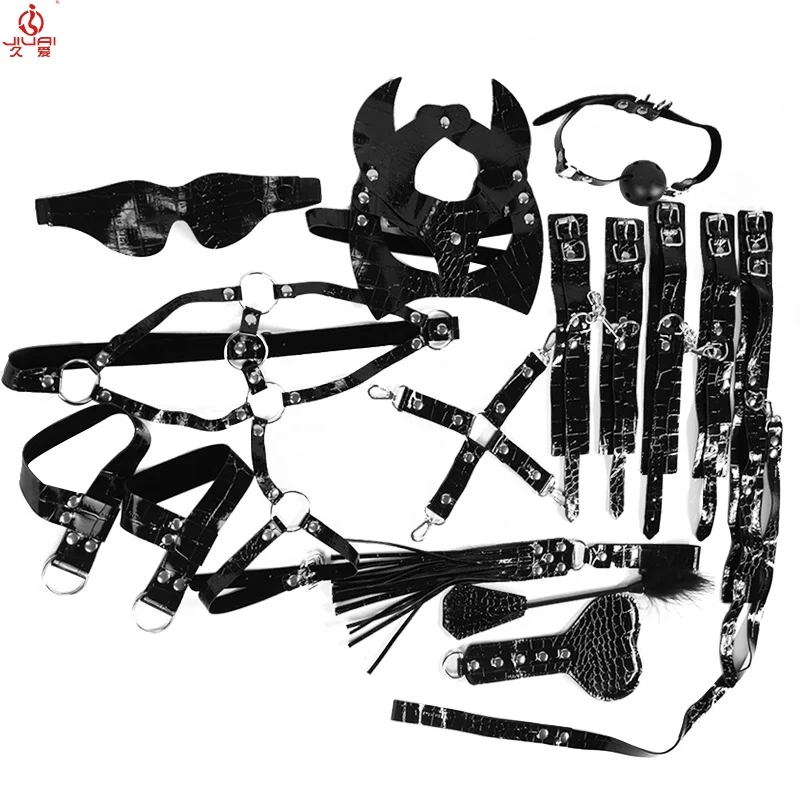 Jiuai Factory Direct Handcuffs Collar BDSM Bed Bondage Set for Adult SM Games