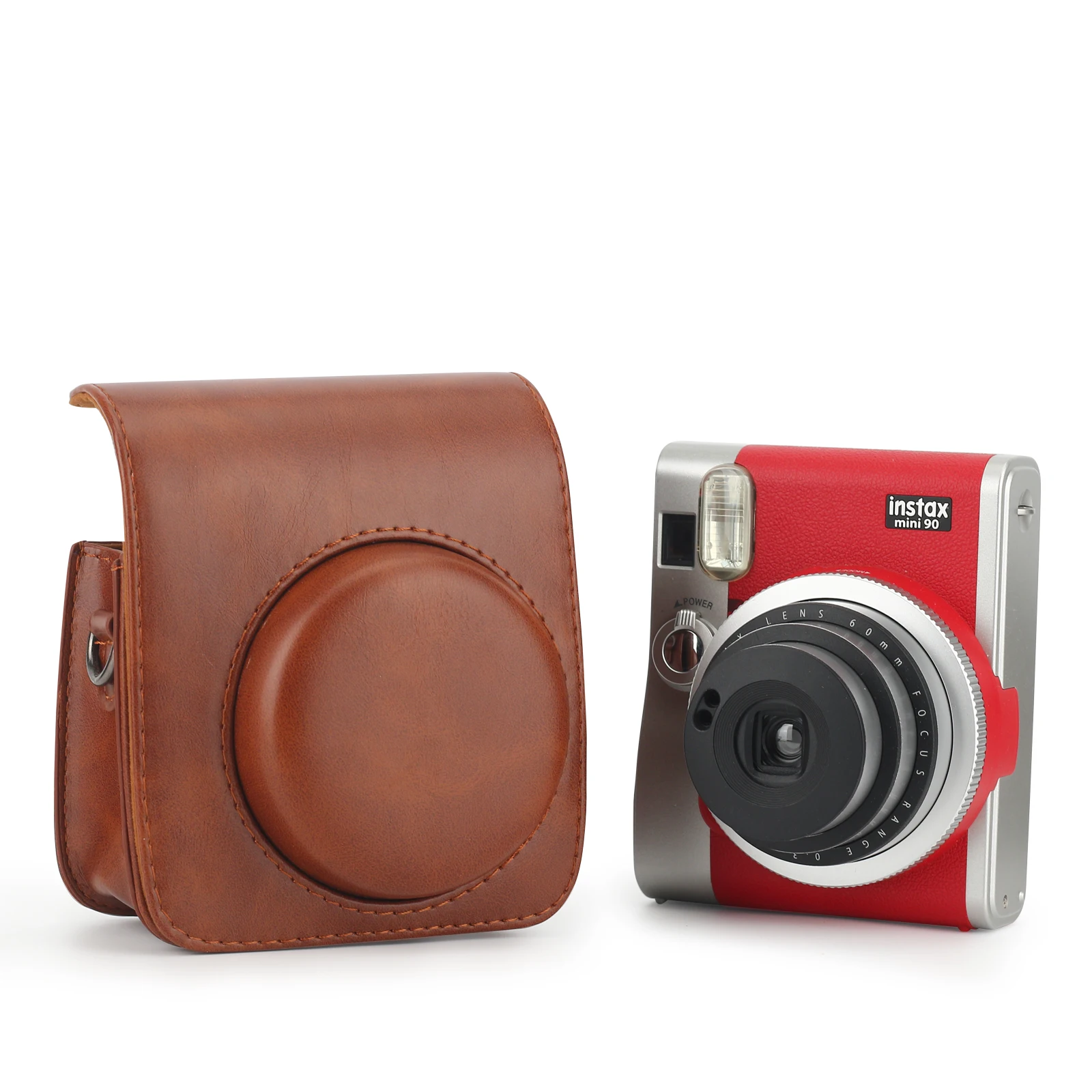 Protective Case Compatible with Instax Mini 90 Solid color Instant Camera with Photos Pocket & Adjustable Shoulder Strap