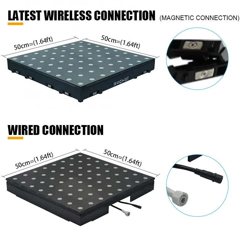 Portable 3d Infinity Mirror Video Light Wireless Magnetic Tiles Glass Panel Led Dance Floor For Wedding Party