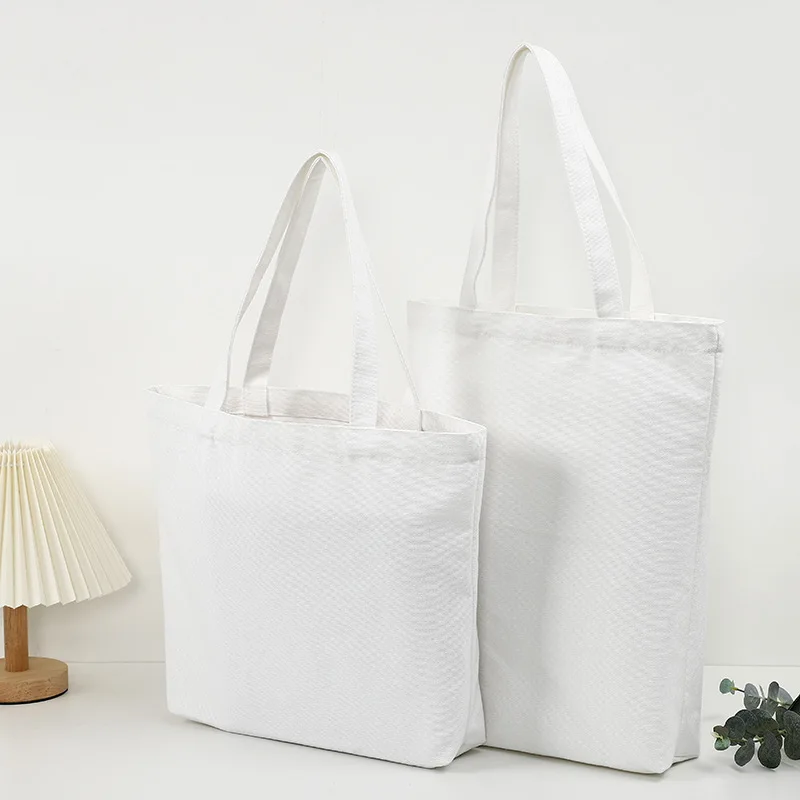 Eco Friendly Wholesale Personalised High Quality White Blank Plain Cotton Canvas Tote Grocery Bag For Travel