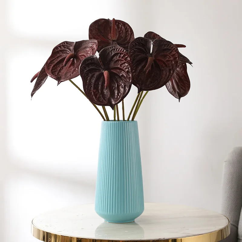D-AN002 Wholesales Single Artificial Anthuriums Plants 3D print real touch Anthurium For Flowers arrangement Home wedding Decor