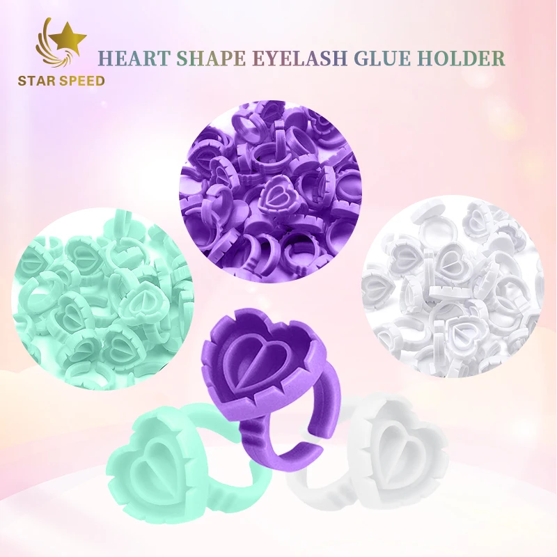 Star Speed Wholesale Pink Heart Shape Flower Glue Ring Eyelash Extension Tools Lash Glue Rings