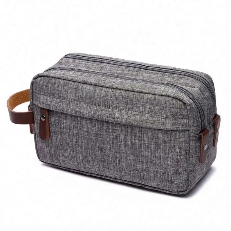 Wholesale Adult Mens green Canvas Cosmetic Toiletry Bag Custom Washed Canvas Travel Toilet Bag For Men