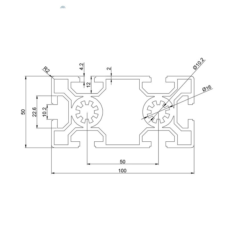 OB50100B t slot aluminum profile pvc window profile aluminium profile for led strips 50100 china factory
