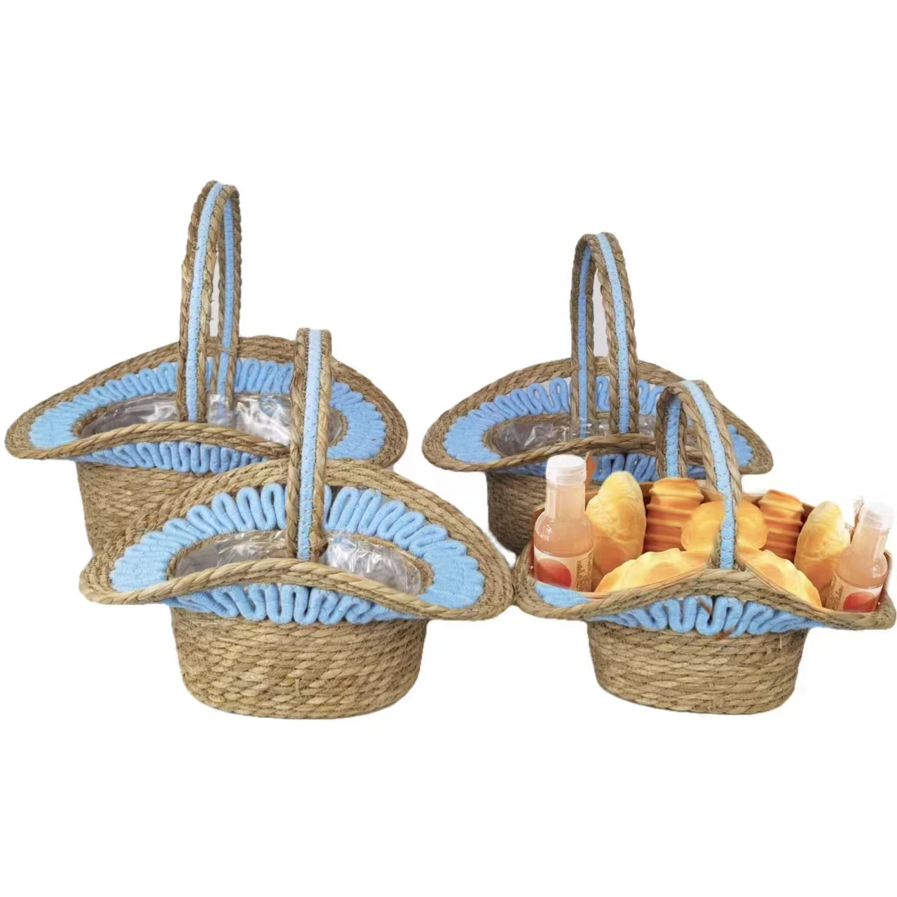 Easter Storage Basket Wedding Flower Handwoven Straw Seagrass Basket with Handle