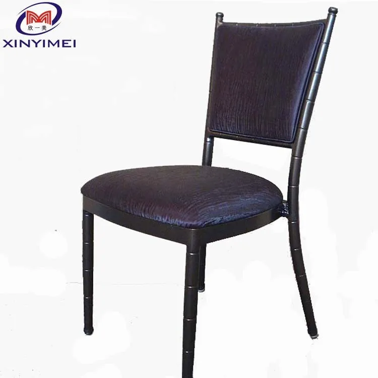 Factory custom embossed indentation bamboo chair aluminium alloy banquet hotel dining chair upholstered Metal chiavari chair