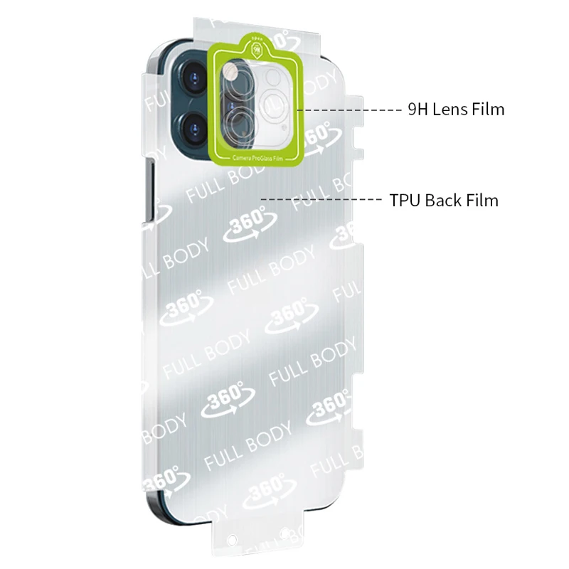 
Amazon Hot Sale For iPhone 11 12 Pro Max Full Cover TPU Screen Film+High Clear Phone Back Glass Camera Lens Protector 