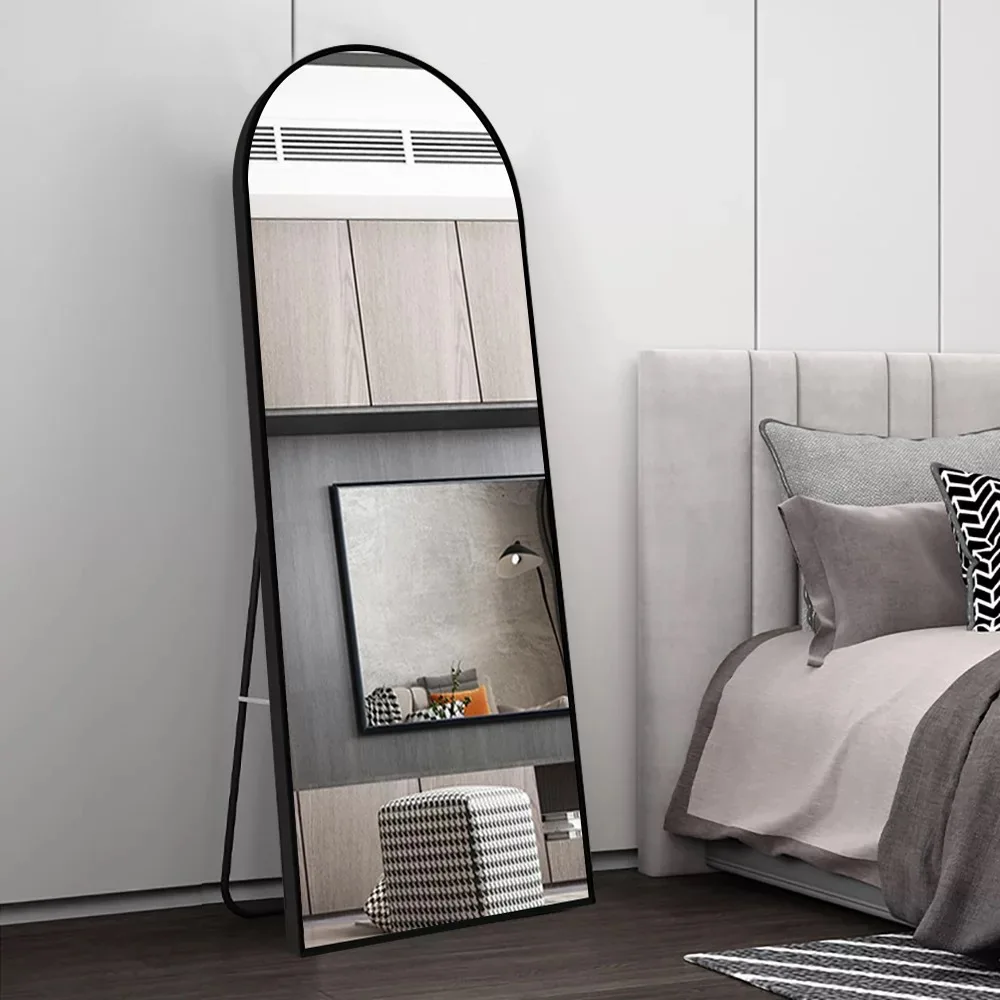 Custom Large Gold Black Arch  Metal Frame Bedroom Bathroom Dressing Floor Standing Mirror Long Full Length Wall Mirror