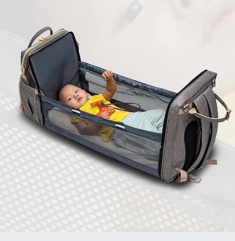 
Wholesale Expandable Diaper Bag Waterproof Maternity Foldable Baby Bed Bag Mummy Nursing Changing Bag And Crib 