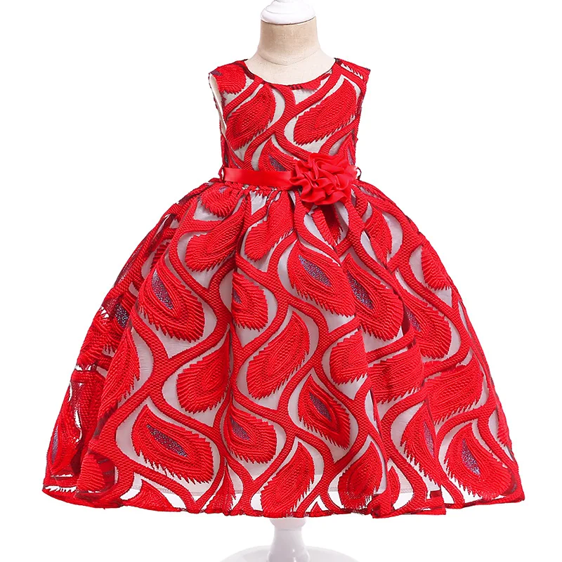  2021 summer red sleeveless kids frock designs girl clothing wholesale party