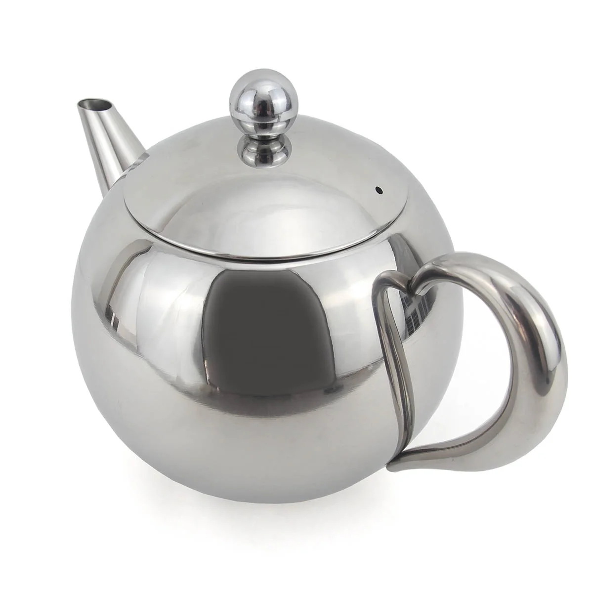 Stainless Steel Double Wall Easy Pour Tea Pot with Infuser Basket
