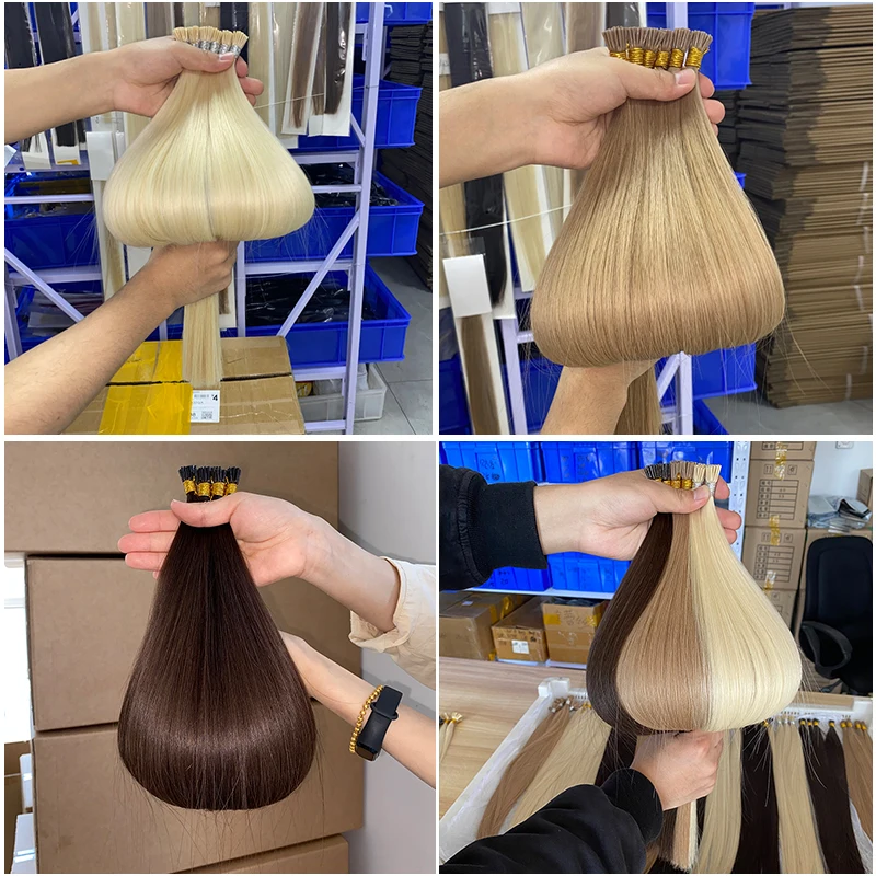 Cuticle Aligned Colored Remy 1g Hair I Tip Human Hair Extension of the Best Quality for White Women