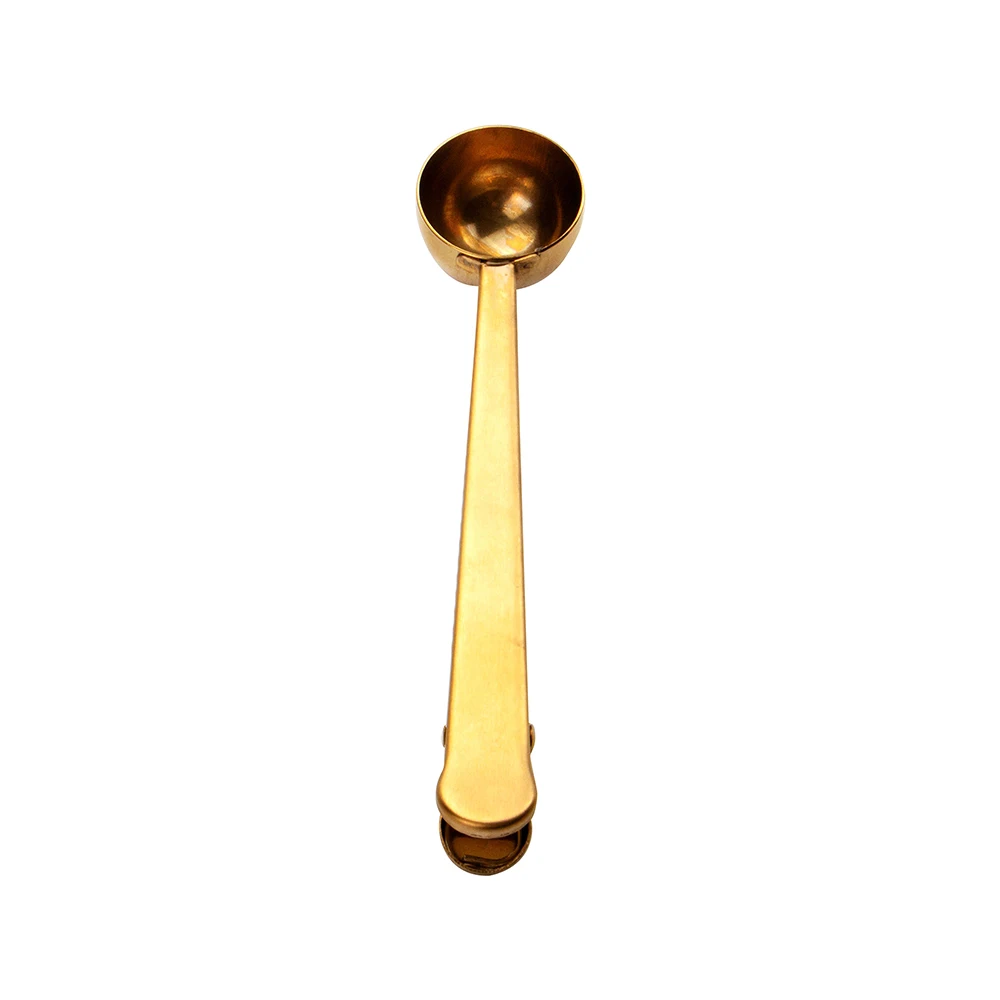 
Kitchen Coffee Tea Measuring Tools Stainless Steel Golden Clamp Scoop With Clip 