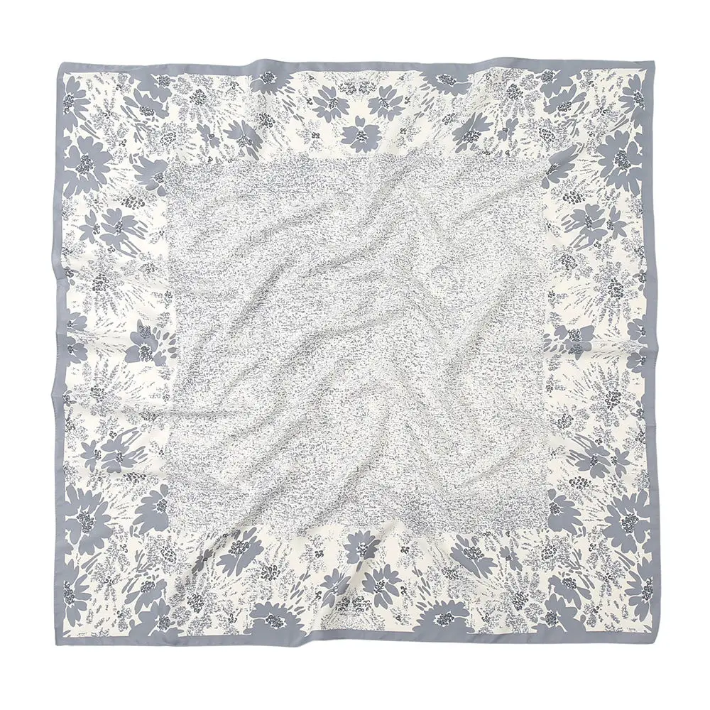 YOMO Hot Sale Muslim Women Fancy Hairband Printed Flower Slant Stripe Bandana Satin Silk Square Scarf Shawls