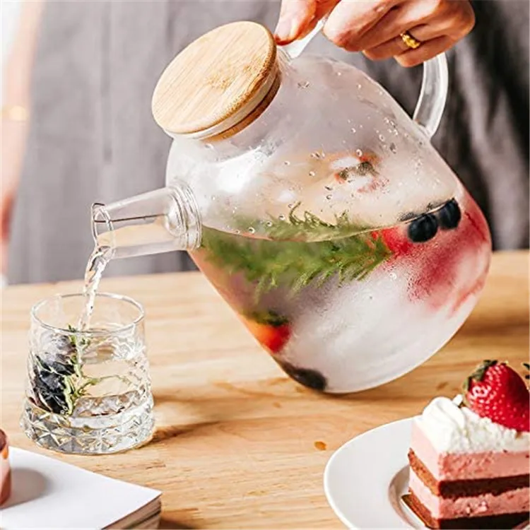 Wholesale borosilicate heat-resistant glass teapot with cork cover