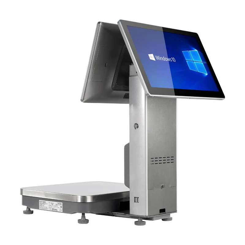 Licon 15.6 Inch Touch Screen Supermarket Cash Register Scale Windows All in One Embedded POS Weighing Scales for Retail