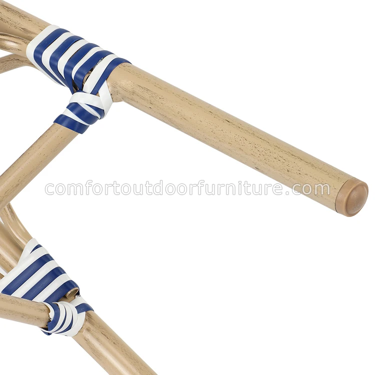 Commercial Grade Metal Frame Morden Seating Rattan Woven Dining Chair in Navy blue+white color