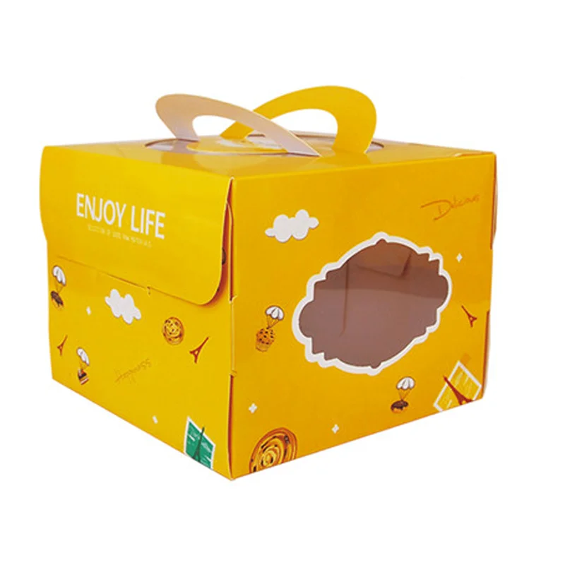Биоразлагаемая пищевая белая картонная бумажная коробка для торта с логотипом на заказ магазин десертов прекрасная упаковка закусок