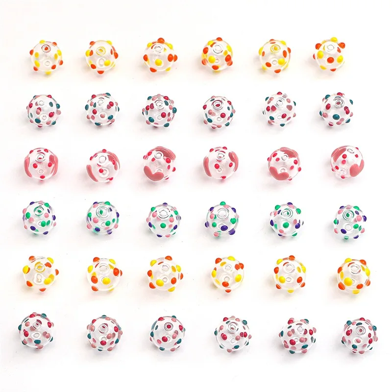 Hand-painted hollow dripping glass beads glass loose beads DIY beading material handmade earrings bracelets and accessories