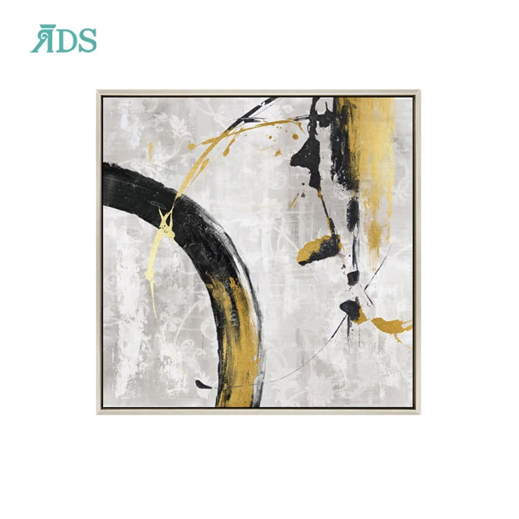 Living room gold framed handcrafted home decoration luxury large abstract oil canvas custom wall art painting