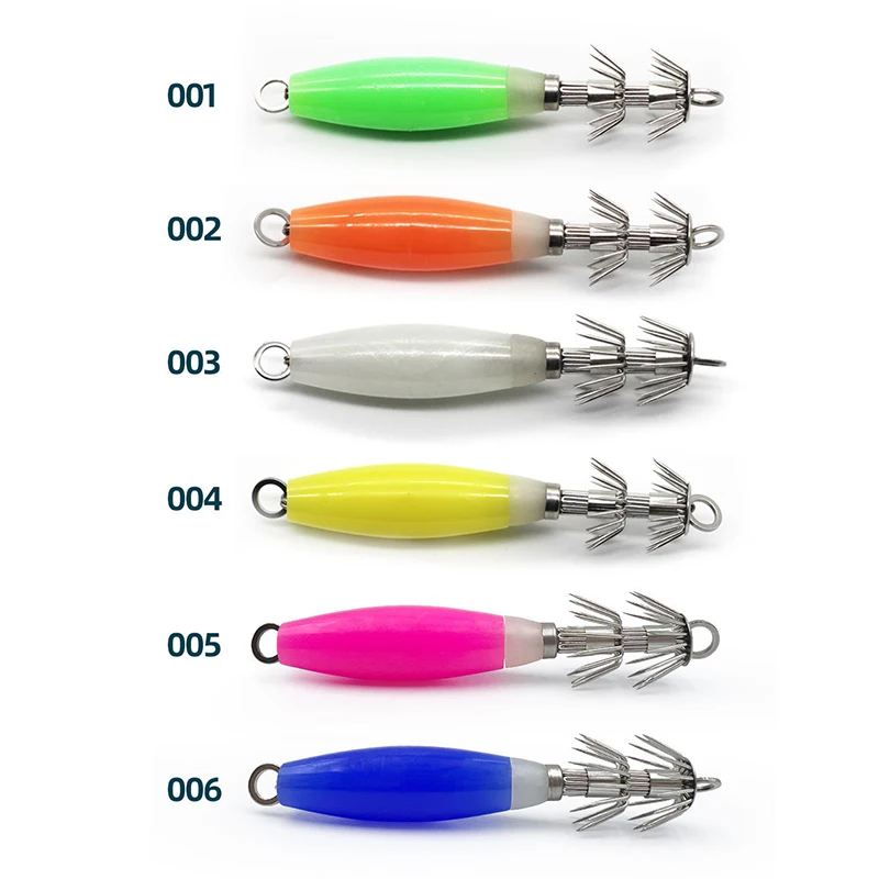 Luminous squid octopus cuttlefish hook sea fishing hook wooden shrimp hook fishing bait