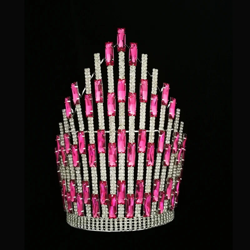 Large Rainbow Shiny Crown Tall Crystal Purple Rhinestone Crown Tiara