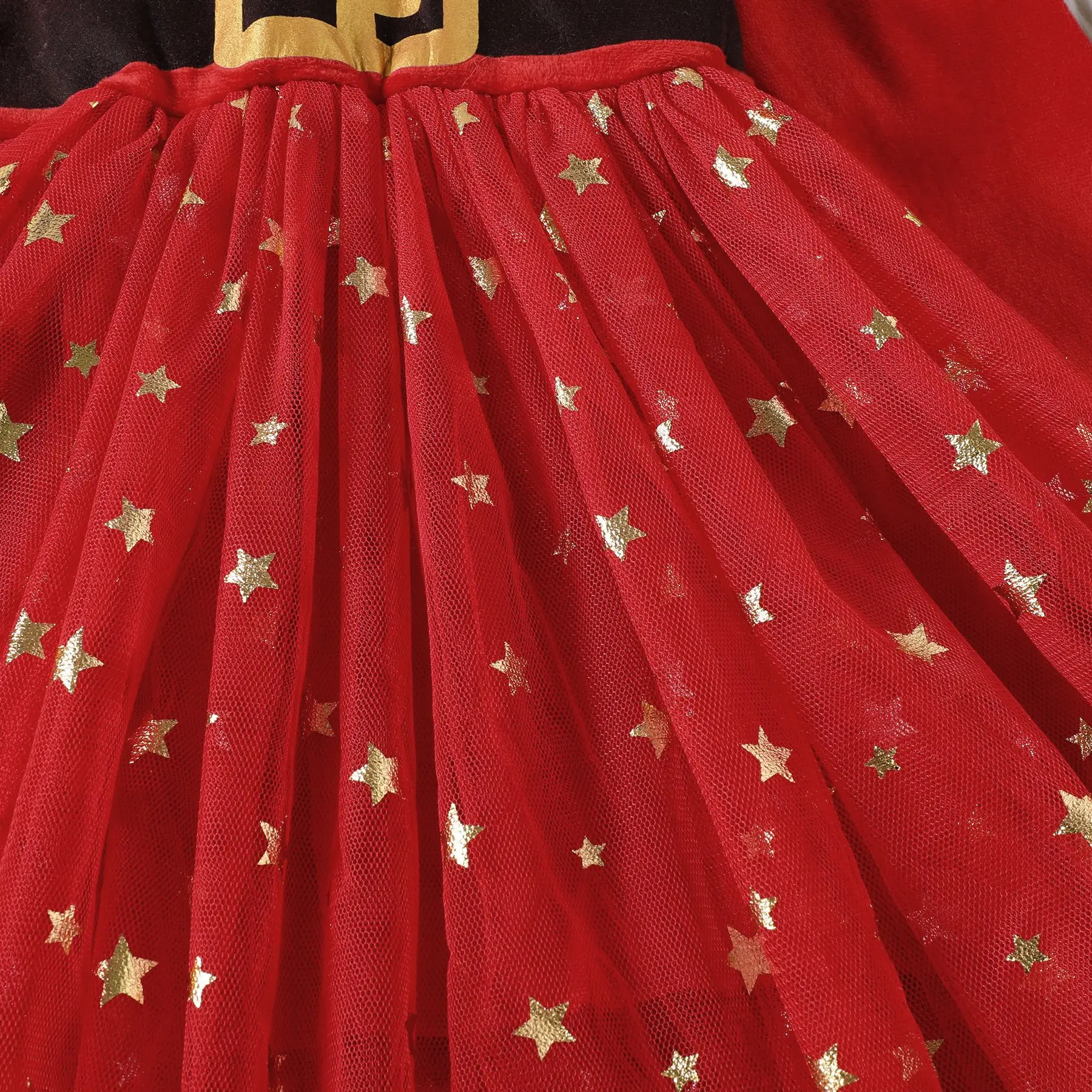 New autumn girls red sequins princess dress kids mesh festival dress Christmas party dress