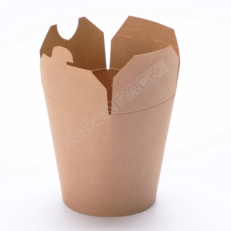 16 26 32 oz Round Bottom Kraft Packing Box Custom Printed Disposable Paper Pail Box For Food Takeout Takeaway Rice Noodle